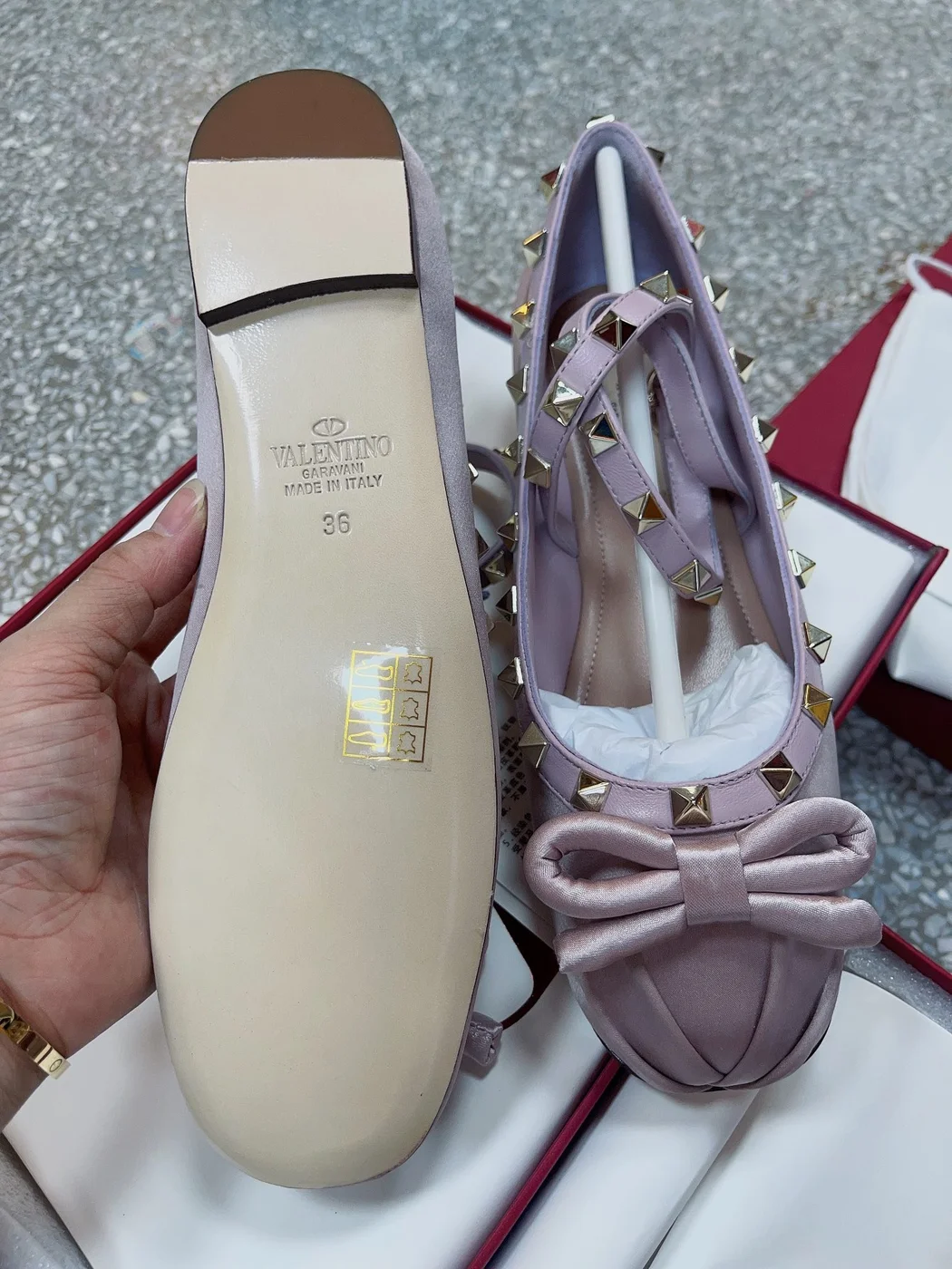 Valentino Women Pink Satin Studded Flats product view 6