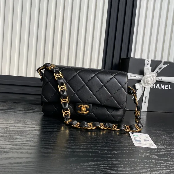 Chanel Medium Flap Bag 26 In Black Calfskin Gold Double C Thick Chain product view 1