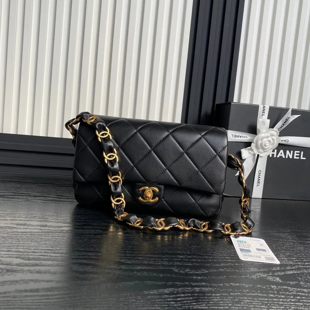 Chanel Medium Flap Bag 26 In Black Calfskin Gold Double C Thick Chain product view 1