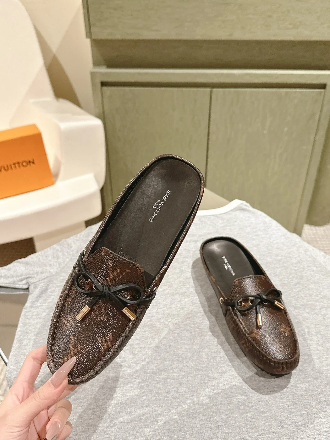 Louis Vuitton Women Brown Leather Loafers product view 3
