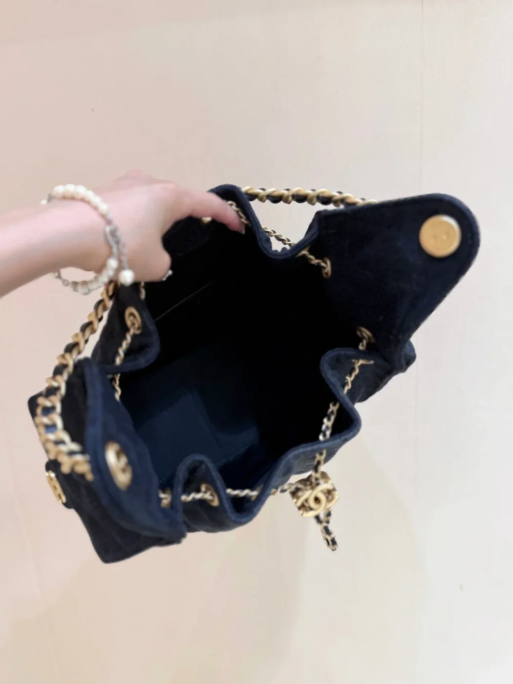 Chanel 25 Handbag 30 In Denim Gold Hardware product view 5
