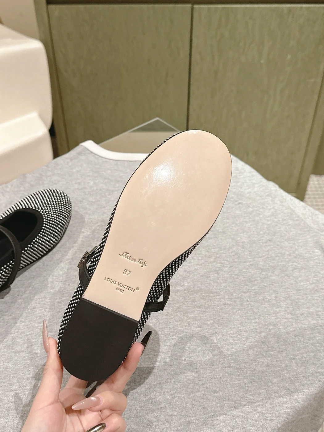 Louis Vuitton Women Black Polka Dot Fabric Mary Janes product view 2