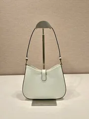 Prada Cleo Shoulder Bag 22 In White Brushed Lambskin With Clasp Closure product view 3