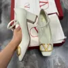 Valentino Women White Mary Jane Heels with Gold-Tone VLogo Detail product view 5