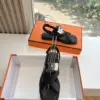 Hermès Women Black Leather Strappy Sandals product view 4