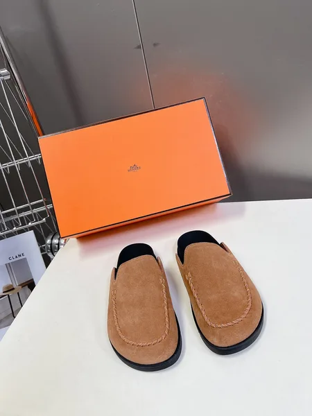 Hermès Women Tan Suede Slippers product view 1