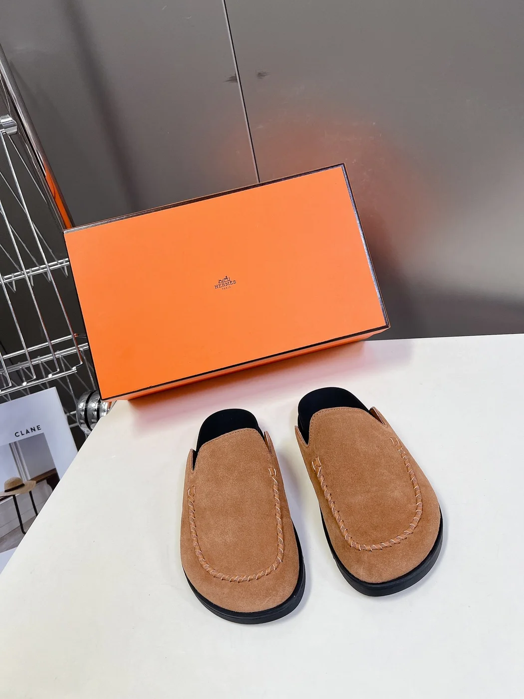 Hermès Women Tan Suede Slippers product view 1