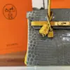 Hermès Birkin 30 Gray/Gold Crocodile Leather Gold Hardware – Custom Made Bag product view 4
