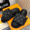 Louis Vuitton Women Black Canvas Monogram Slide Sandals product view 4