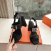 Hermès Women Black Leather Sandals product view 2