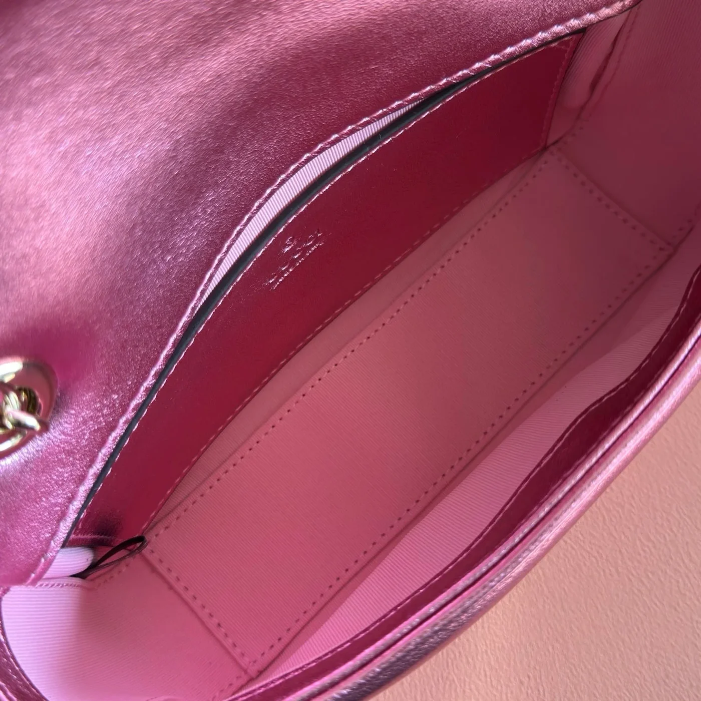 Gucci GG Marmont Bag 22 In Metallic Pink Lambskin product view 6