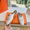Hermès Women White Leather Fringe Mules product view 6
