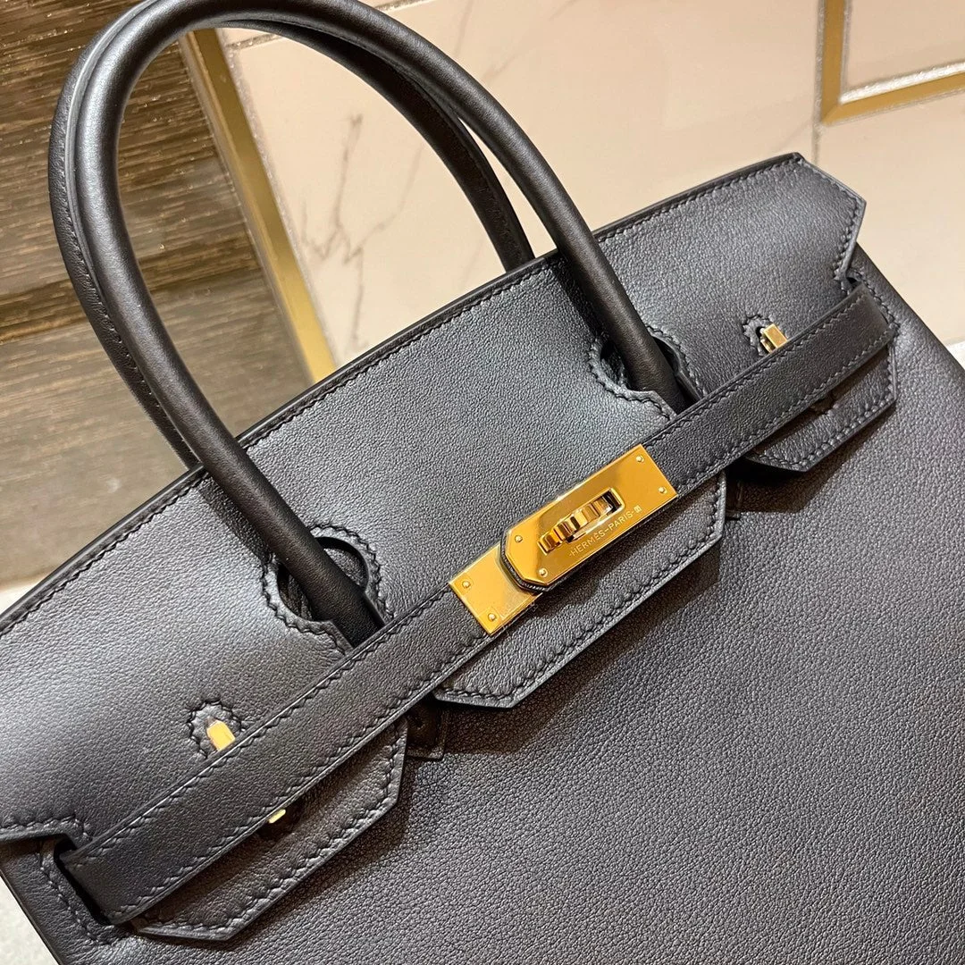 Hermès Birkin 30 cm Black Swift Leather Gold Hardware Bag product view 5