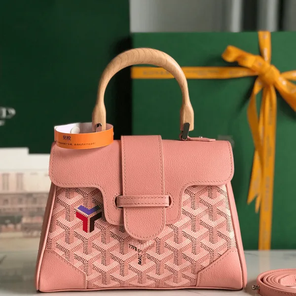 Goyard Saigon Handbag Pink Women’s Wooden Handle 20x15cm product view 1