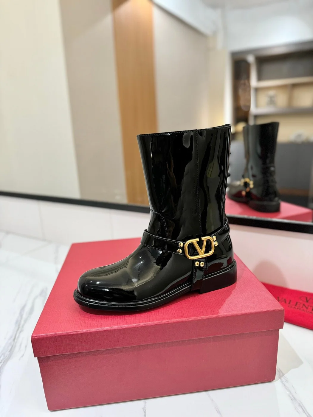 Valentino Women Black Patent Leather Boots product view 5