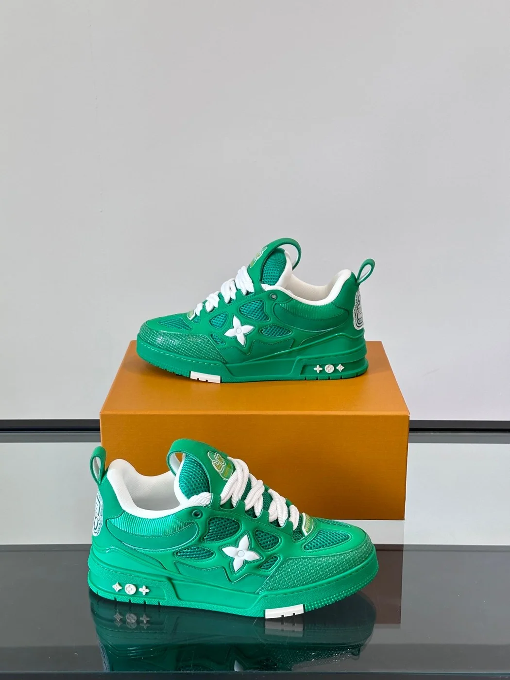 Louis Vuitton Men Green Mesh Sneakers product view 4