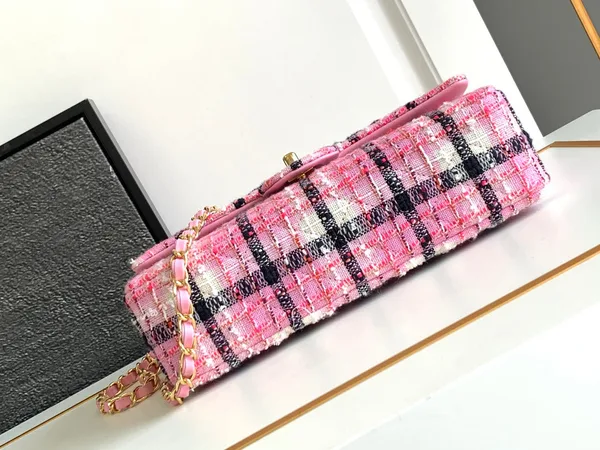 Chanel Cc Medium 25 Classic Bag In Light Pink Mix Black Wool Tweed product view 5