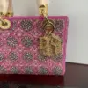Dior Lady  Bag Metallic Calfskin  Satin with Rose Des Vent product view 4