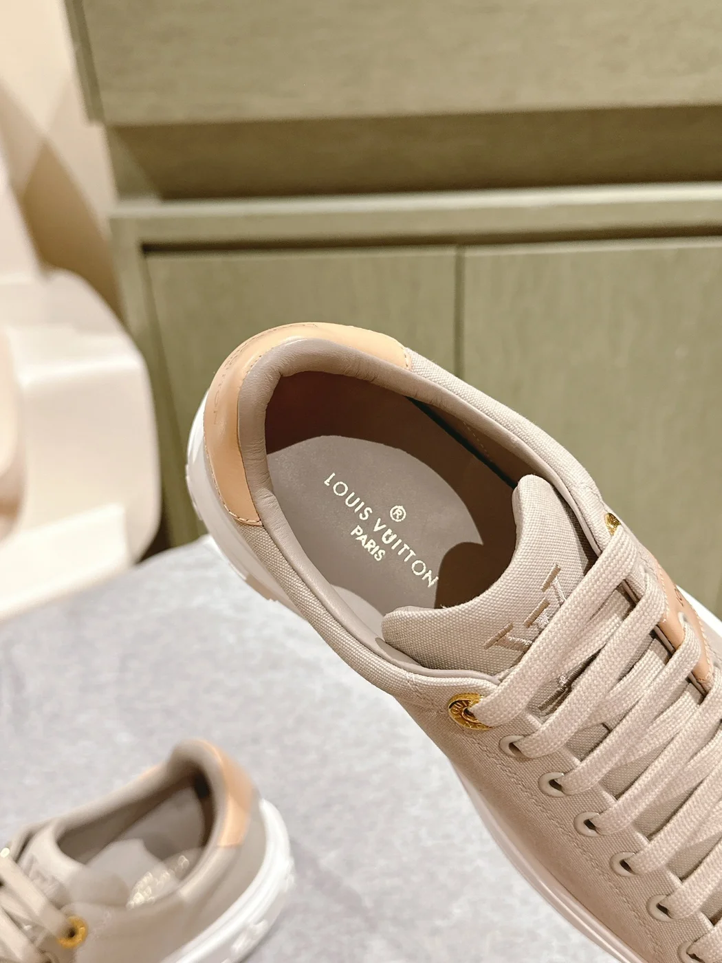 Louis Vuitton Women Beige Canvas Sneakers product view 5