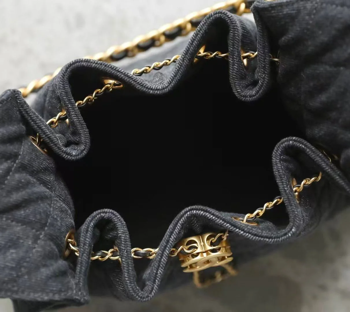 Chanel 25 cm Black Denim Bag with Gold Hardware product view 2