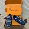 Louis Vuitton Women Navy Canvas Leather Sneakers product view 6