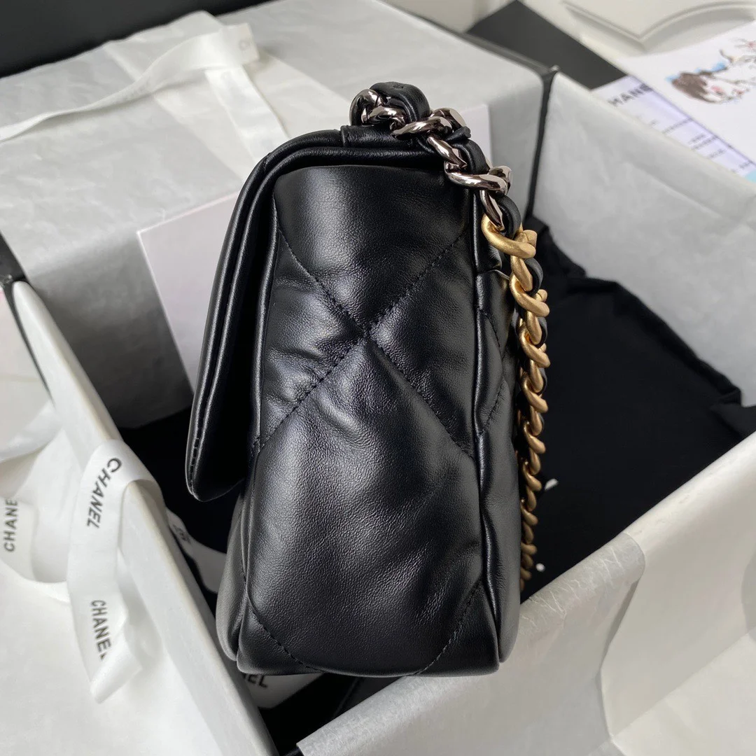 Chanel 19 Flap Bag Black Lambskin Gold Hardware product view 8