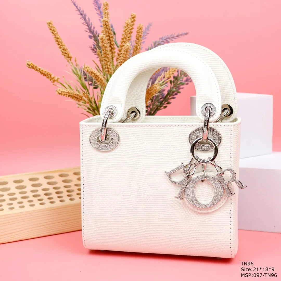 Dior My Lady White Beaded Handbag 21x18x9cm product view 1