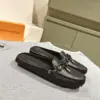 Louis Vuitton Women Black Leather Mules product view 3