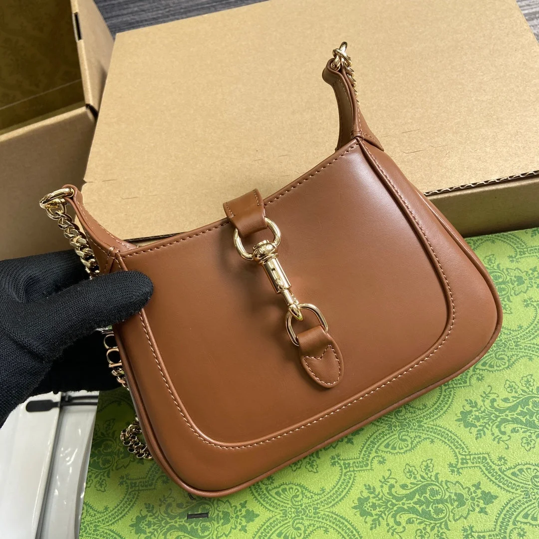 Gucci Jackie Notte Mini Bag 19 In Tawny Brown Calfskin Gold Hardware product view 3