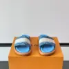 Louis Vuitton Men Blue Denim Canvas Slides product view 2