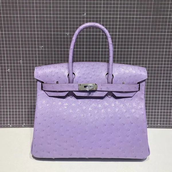 Hermès Birkin 30 cm Purple Ostrich Leather Silver Hardware Bag product view 1