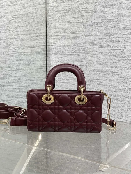 Dior Small Lady D‑Joy Bag 19 In Burgundy Gold Hardware product view 2