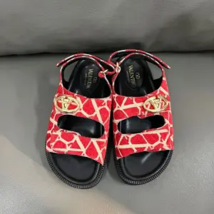 Valentino Women Red Patterned Fabric Sandals product view 1