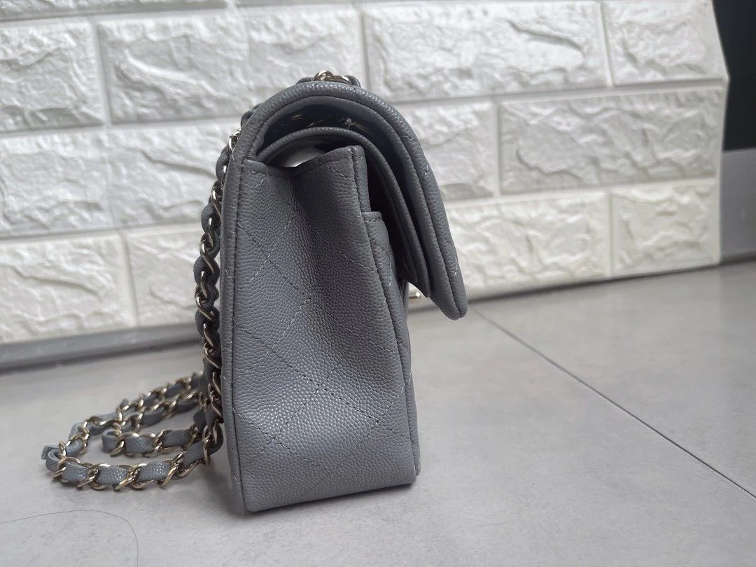 Chanel Classic Flap bag in Grey Caviar Leather product view 2