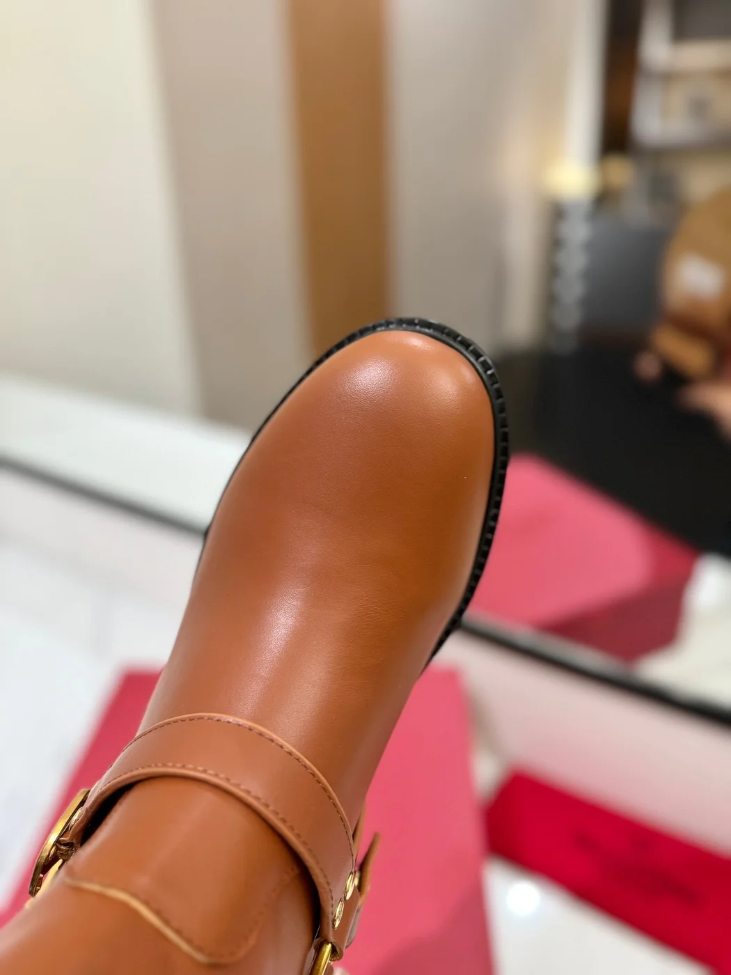 Valentino Women Brown Leather Mid-Calf Boots product view 2