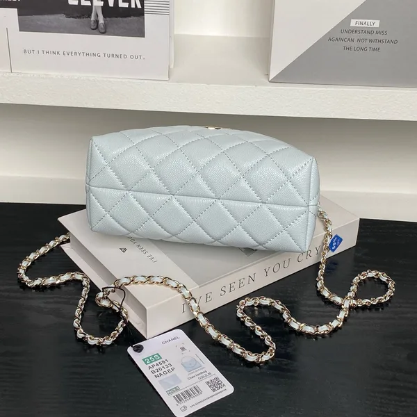 Chanel Small Hobo Bag in light blue quilted calfskin product view 5