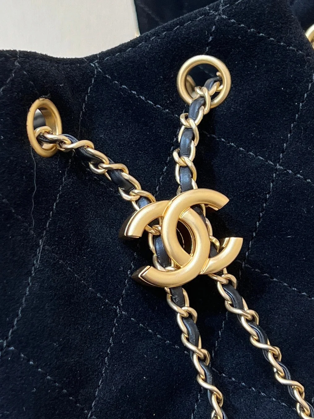 Chanel 25 Handbag 30 In Black Suede Gold Hardware product view 7