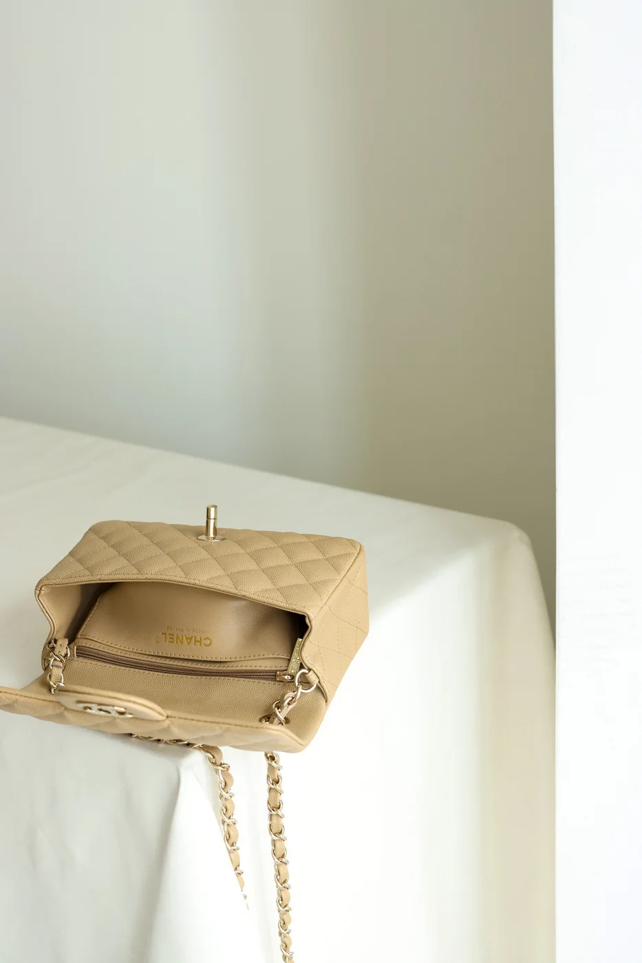 Chanel Classic Handbag Flap Mini Woman’s Beige 20 cm product view 6