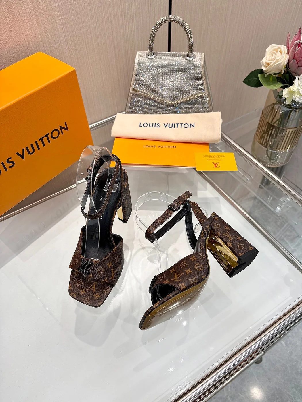 Louis Vuitton Women Brown Monogram Canvas Heels product view 4