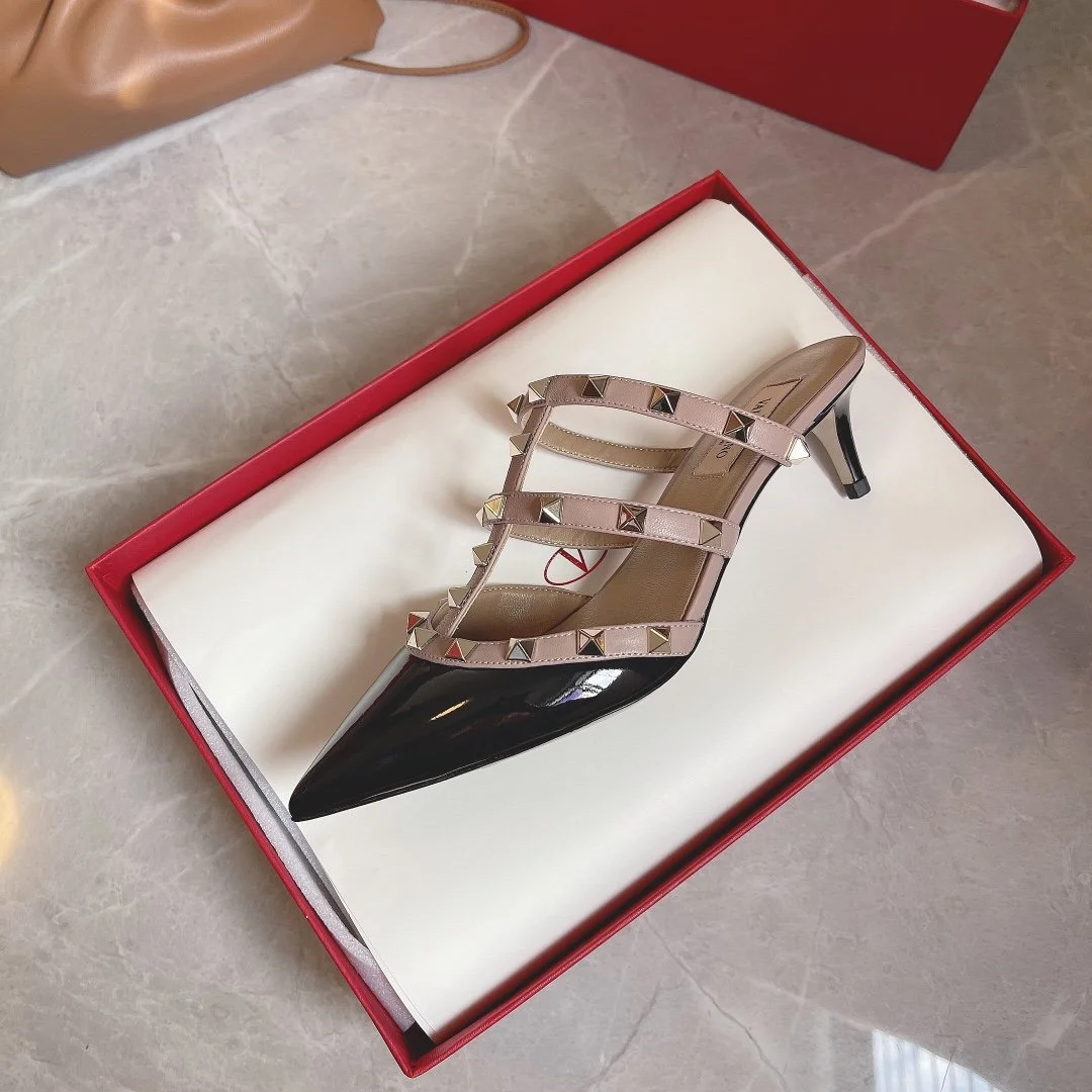Valentino Women Black Patent Leather Studded Mules product view 4