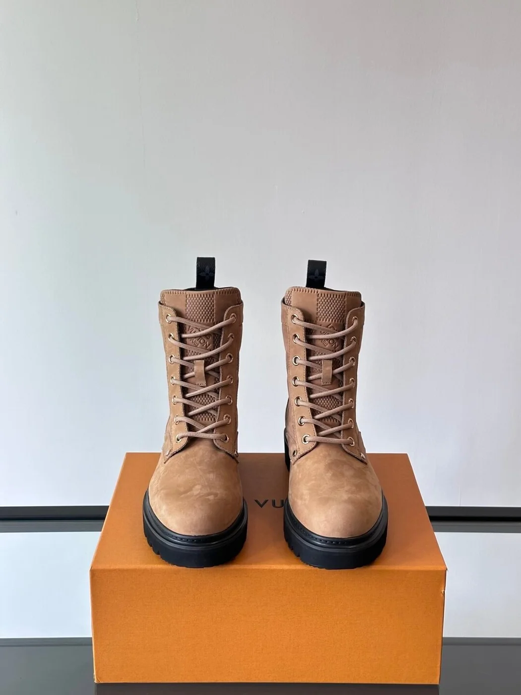 Louis Vuitton Men Beige Nubuck Leather Boots product view 2