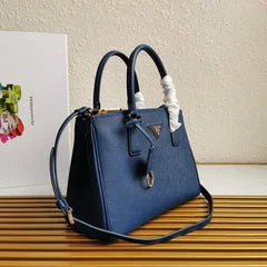 Prada Pra Galleria 28 Bag In Navy Blue Saffiano Leather product view 3