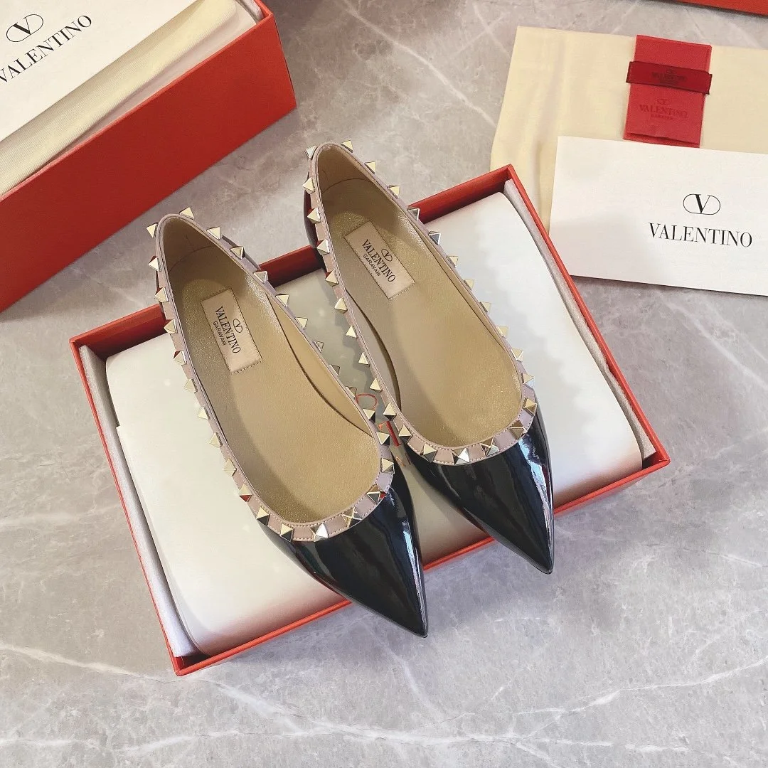 Valentino Women Black Patent Leather Studded Flats product view 2