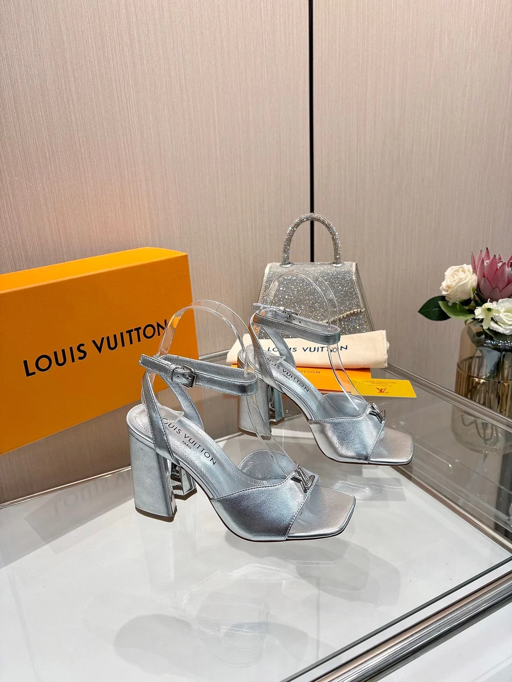 Louis Vuitton Women Silver Leather Heels product view 1