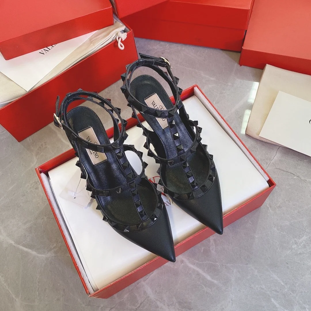 Valentino Women Black Leather Studded Heels product view 1