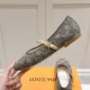 Louis Vuitton Women Gray Fabric Studded Strap Flats product view 6