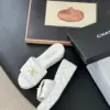 Chanel Women White Quilted Leather Slides product view 4