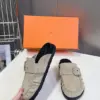 Hermès Women Beige Suede Buckle Mules product view 3