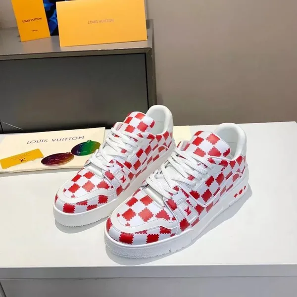 Louis Vuitton x Nigo Trainers in the ‘Red White Plaid’ product view 1