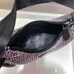 Prada Sparkling Hobo Bag 23 In Black Nylon Attached Fully Crystals product view 4
